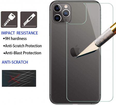 Folie sticla iPhone 11 PRO MAX, protectie securizata, spate, 0.2mm [3]