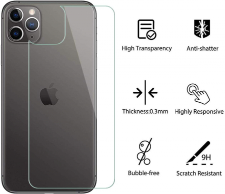 Folie sticla iPhone 11 PRO MAX, protectie securizata, spate, 0.2mm [4]