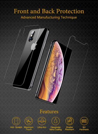 Folie sticla iPhone XS MAX, Fata plus Spate, protectie ecran tempered glass, 0.2mm [1]