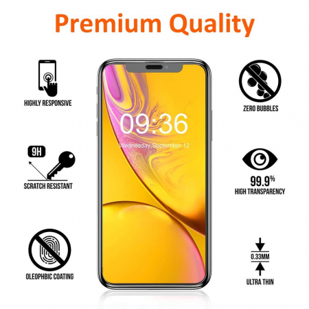 Folie sticla pentru iPhone XR, 5D, Fata plus Spate, protectie ecran cu rama metalica, Negru, MobileSmart©, 0.2mm [3]