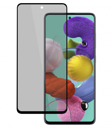 Mobilesmart - Folie sticla Samsung Galaxy A51, Privacy, 5D, se lipeste pe tot ecranul (Full Glue), acopera tot ecranul (Case Friendly)