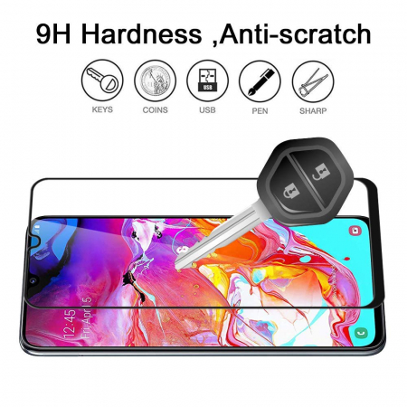 Folie sticla Samsung Galaxy A70, 3D, se lipeste pe tot ecranul (Full Glue), acopera tot ecranul (Case Friendly), MobileSmart© [1]