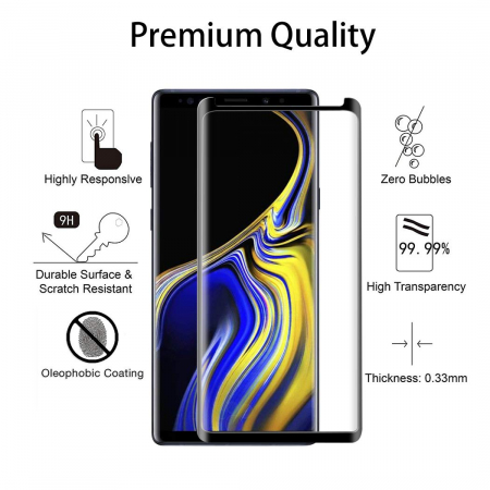 Folie sticla Samsung Galaxy Note 9, 3D, se lipeste pe tot ecranul (Full Glue), acopera tot ecranul (Case Friendly), MobileSmart©, 0.2mm [3]