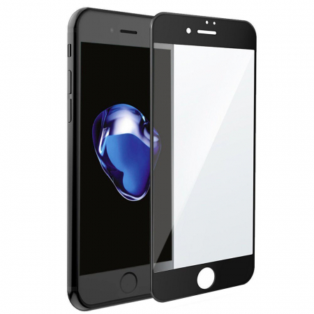 Folii iPhone - Folie sticla securizata MobileSmart© pentru iPhone 7, 5D, protectie completa ecran si margini curbate, Negru