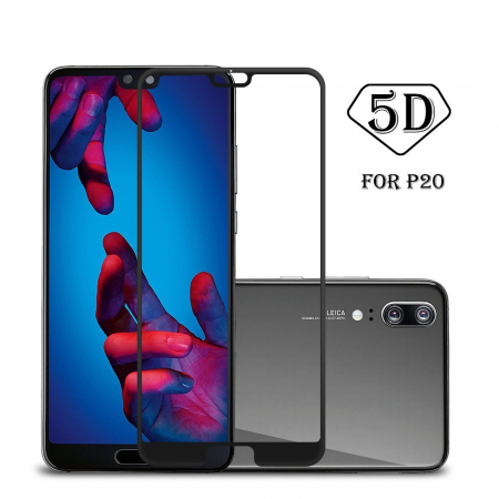 Folie sticla tempered glass Huawei P20, protectie ecran, fata, total transparenta, 5D, acopera tot ecranul, 0.2mm [1]