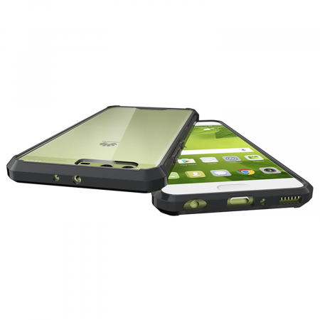Husa de protectie Hybrid Antisoc pentru Huawei P10 Plus, carcasa spate PC transparenta cu cadru, Negru [6]
