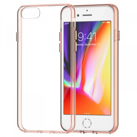 Huse iPhone - Husa de protectie Hybrid Antisoc pentru  iPhone 8/iPhone 7, carcasa spate PC cu cadru, Rose