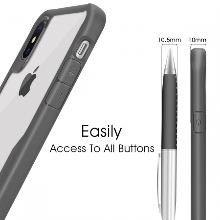 Husa iPhone XR, Hybrid Antisoc, carcasa spate PC cu cadru TPU dur, Gri [3]