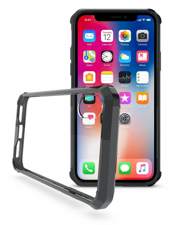 Husa de protectie Hybrid Antisoc pentru iPhone X/iPhone 10, carcasa spate PC transparenta cu cadru, Negru [7]