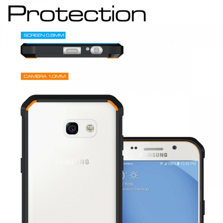 Husa de protectie Hybrid Antisoc pentru  Samsung Galaxy A3 2017, carcasa spate PC transparenta cu cadru, Negru [2]