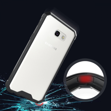 Husa de protectie Hybrid Antisoc pentru  Samsung Galaxy A3 2017, carcasa spate PC transparenta cu cadru, Negru [4]