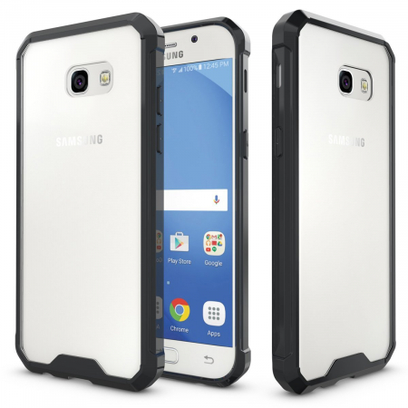 Husa de protectie Hybrid Antisoc pentru  Samsung Galaxy A3 2017, carcasa spate PC transparenta cu cadru, Negru [3]