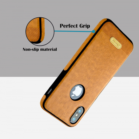 Husa iPhone XS Max, protectie slim, antisoc, Leather, Maro [3]