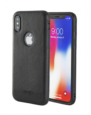 Huse iPhone - Husa de protectie  iPhone X / iPhone 10, Leather, Negru