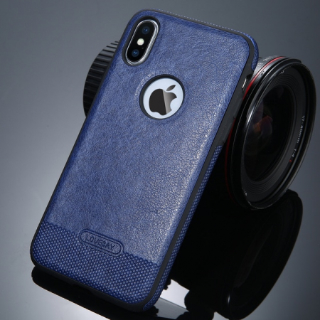 Husa iPhone XR, protectie slim, antisoc, Leather, Blue [4]