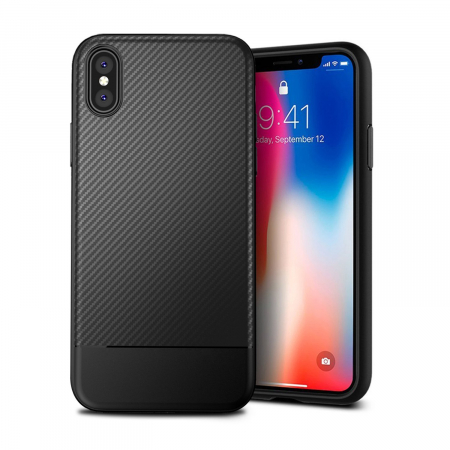 Huse iPhone - Husa de protectie Slim Antisoc  pentru  iPhone X/iPhone 10, carcasa spate, Negru