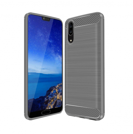 Huse Huawei - Husa de protectie Slim Armor MobilSmart pentru Huawei P20, carcasa spate Antisoc, Gri
