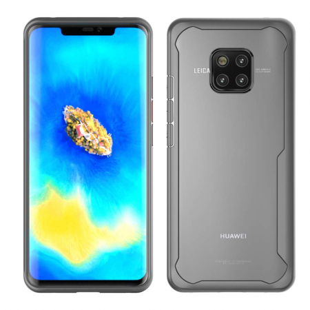 Fara categorie - Husa Huawei Mate 20 Pro, Hybrid Antisoc, carcasa spate PC cu cadru TPU dur, Gri