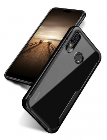 Husa Huawei P20 Lite, Hybrid Antisoc, carcasa spate PC cu cadru TPU dur, Negru [5]