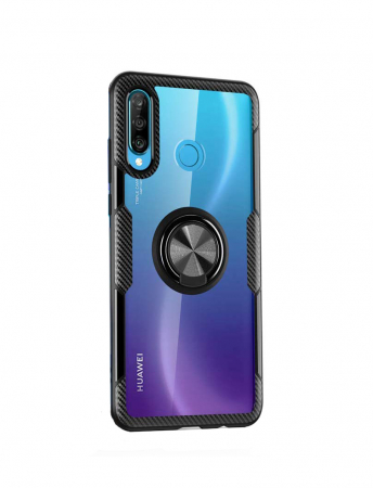 Mobilesmart - Husa Huawei P30 Lite, Hybrid Antisoc, carcasa cu inel rotativ 360 si Kickstand, Negru