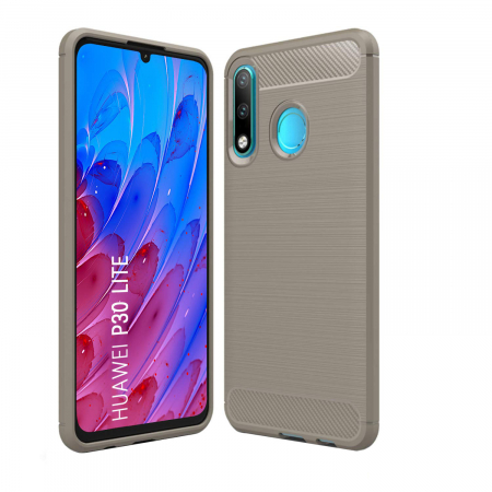 Huse Huawei - Husa Huawei P30 Lite, Slim Armor Carbon, carcasa spate Antisoc, Gri