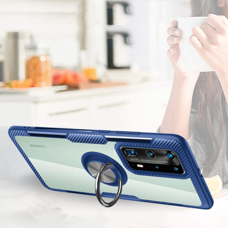 Husa Huawei P40 PRO, Hybrid Antisoc, carcasa cu inel rotativ 360 si Kickstand, Blue [1]