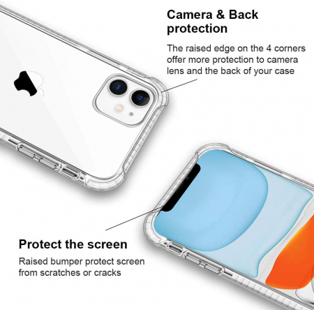 Husa iPhone 11, Hybrid Antisoc, carcasa spate PC transparenta cu Bumper, Alb [2]