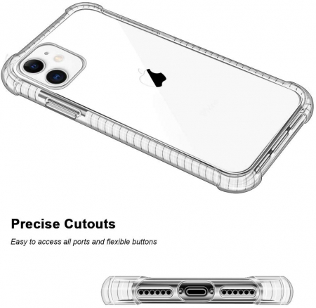 Husa iPhone 11, Hybrid Antisoc, carcasa spate PC transparenta cu Bumper, Alb [5]