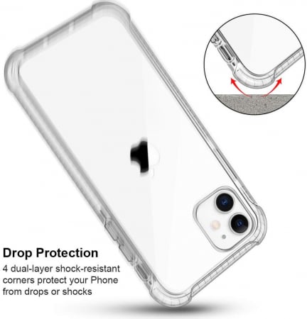 Husa iPhone 11, Hybrid Antisoc, carcasa spate PC transparenta cu Bumper, Alb [1]