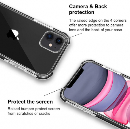 Husa iPhone 11, Hybrid Antisoc, carcasa spate PC transparenta cu Bumper, Negru [4]