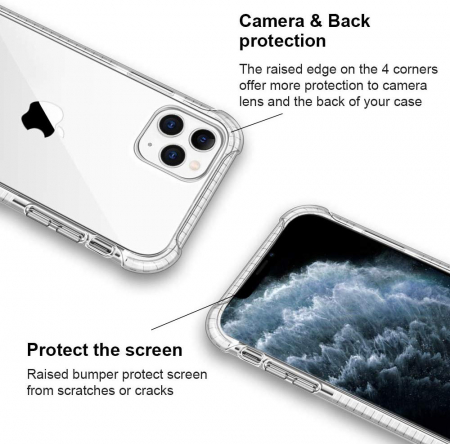 Husa iPhone 11 PRO MAX, Hybrid Antisoc, carcasa spate PC transparenta cu Bumper, Alb [1]