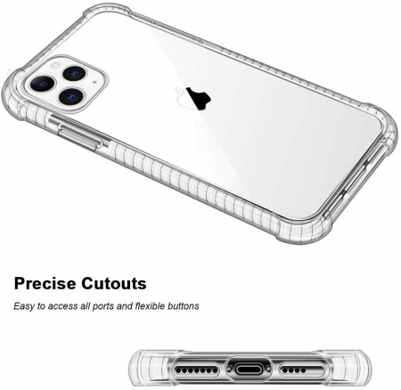 Husa iPhone 11 PRO MAX, Hybrid Antisoc, carcasa spate PC transparenta cu Bumper, Alb [5]