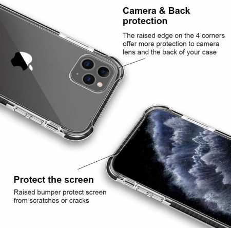 Husa iPhone 11 PRO MAX, Hybrid Antisoc, carcasa spate PC transparenta cu Bumper, Negru [4]