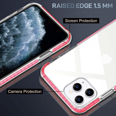 Husa iPhone 11 PRO, Hybrid Antisoc, carcasa spate PC transparenta cu Bumper, Roz [3]