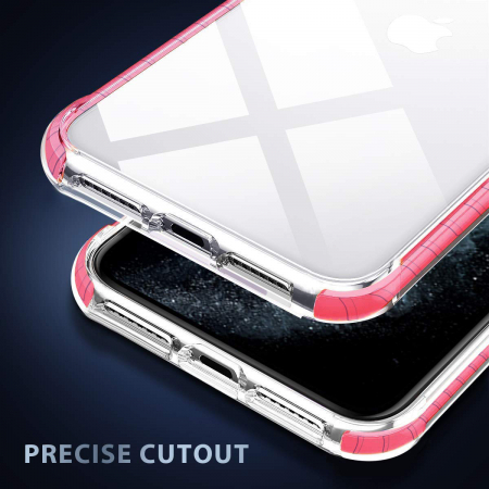 Husa iPhone 11 PRO, Hybrid Antisoc, carcasa spate PC transparenta cu Bumper, Roz [2]