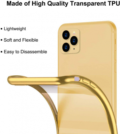 Husa iPhone 11 PRO MAX, Silicon ultraslim, cu spate transparent si cadru, Gold [5]