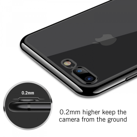Husa iPhone 8 PLUS / iPhone 7 PLUS, Silicon ultraslim, cu spate transparent si cadru, Negru [4]
