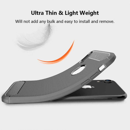 Husa iPhone XR, Slim Armor Carbon, carcasa spate Antisoc, Gri [3]