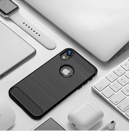 Husa iPhone XR, Slim Armor Carbon, carcasa spate Antisoc, MobileSmart©, Negru [2]