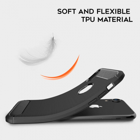 Husa iPhone XR, Slim Armor Carbon, carcasa spate Antisoc, MobileSmart©, Negru [4]