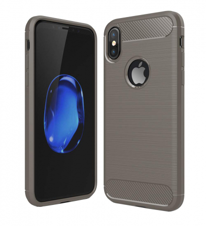 Huse iPhone - Husa iPhone XS MAX, Slim Armor Carbon, carcasa spate Antisoc, Gri