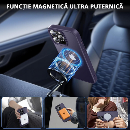 Husă magnetică iPhone 16 Pro MagSafe purple cu suport rotativ 360 grade și protecție militară, compatibilă cu încărcare wireless, design premium [3]