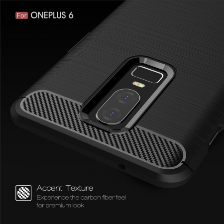 Husa OnePlus 6, Slim Armor Carbon, carcasa spate Antisoc, Negru [3]