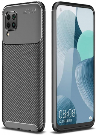 Husa pentru Huawei P40 LITE, fibra de carbon, Slim Antisoc, carcasa spate, Focus, Negru [5]