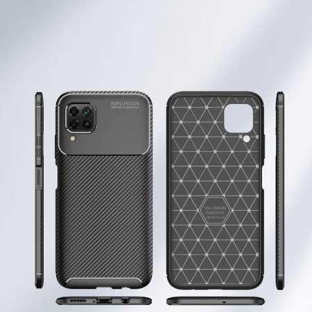 Husa pentru Huawei P40 LITE, fibra de carbon, Slim Antisoc, carcasa spate, Focus, Negru [3]
