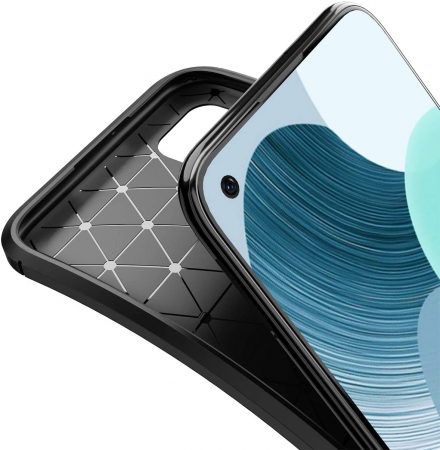 Husa pentru Huawei P40 LITE, fibra de carbon, Slim Antisoc, carcasa spate, Focus, Negru [1]