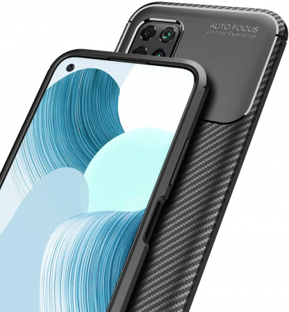 Husa pentru Huawei P40 LITE, fibra de carbon, Slim Antisoc, carcasa spate, Focus, Negru [6]