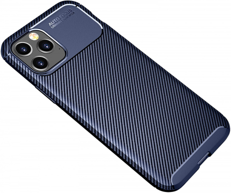Husa pentru IPhone 12 / 12 PRO, fibra de carbon, Slim Antisoc, carcasa spate, Focus, Blue [1]