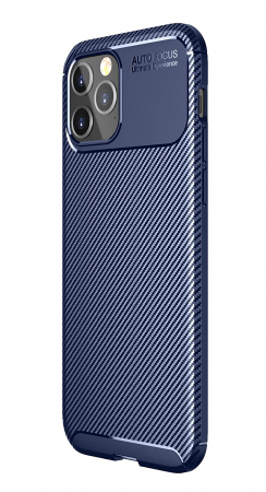 Huse iPhone - Husa pentru IPhone 12 / 12 PRO, fibra de carbon, Slim Antisoc, carcasa spate, Focus, Blue
