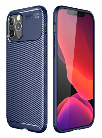Husa pentru IPhone 12 / 12 PRO, fibra de carbon, Slim Antisoc, carcasa spate, Focus, Blue [2]
